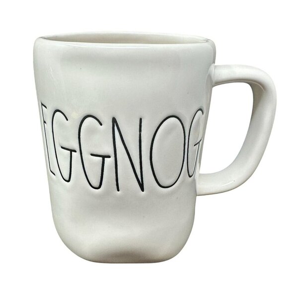Rae Dunn Eggnog Mug Large Christmas White Ceramic Coffee Tea Cup 16oz Gift Decor - Picture 1 of 9